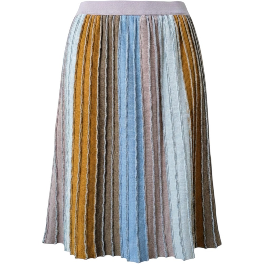 Eva Franco Anthropologie Striped Pleated Knit Skirt KN9980AN Metallic XS NWT